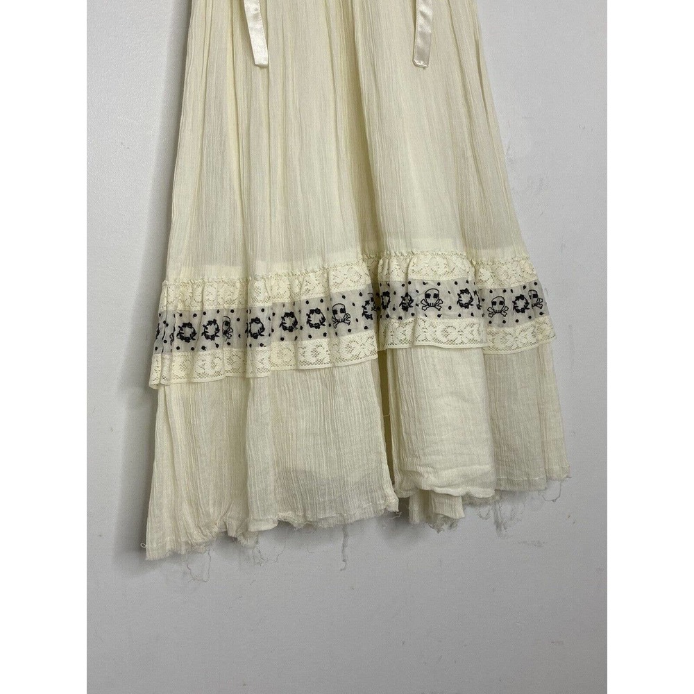 Free People Ivory Lace Up Embroidered Sleeveless V-Neck Midi Sheath Dress Sz 0 - Picture 2 of 7